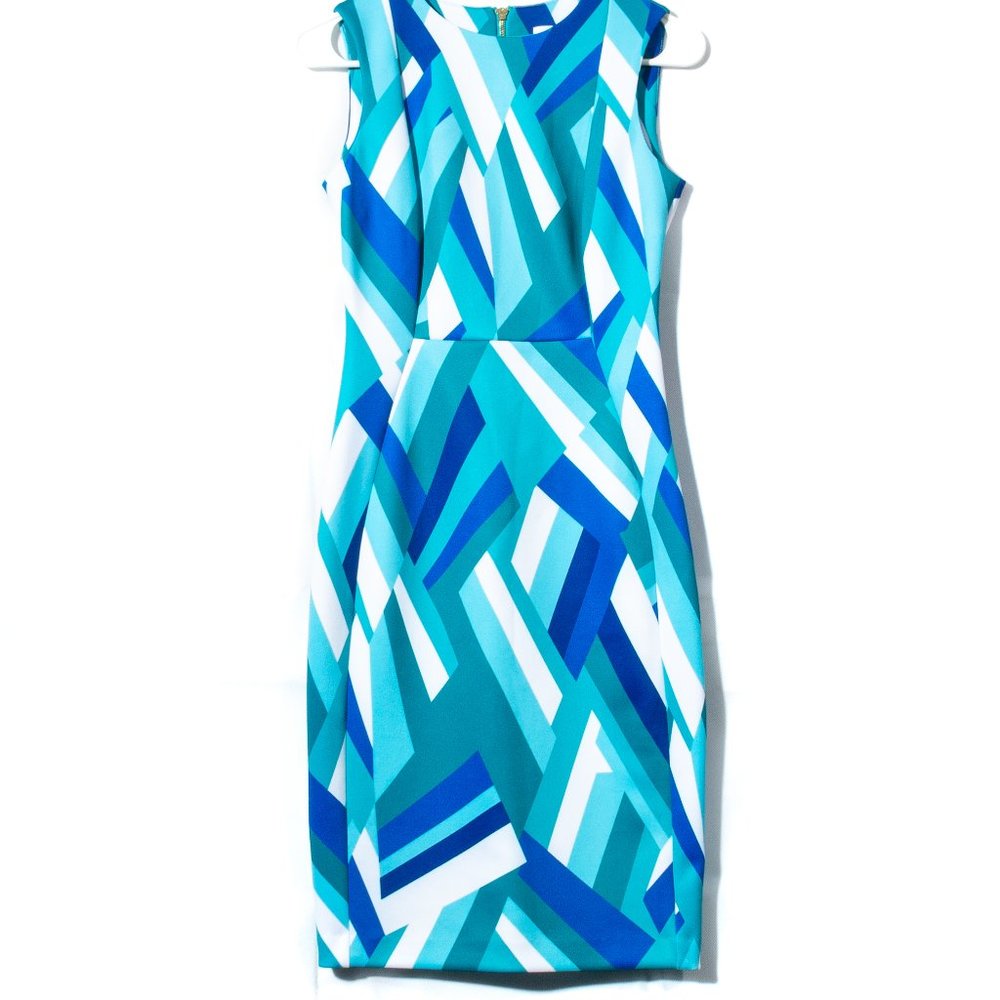 Calvin Klein Geometric Print Sleeveless Dress Size 2